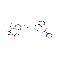 CCN1C(=O)C(C)(C)C(=O)N(C)c2cc(OCCCN(CCn3ccc4sccc4c3=O)Cc3cccnc3)ccc21 ZINC000139580967