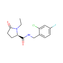 CCN1C(=O)CC[C@@H]1C(=O)NCc1ccc(F)cc1Cl ZINC000058575541
