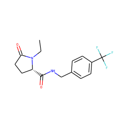 CCN1C(=O)CC[C@H]1C(=O)NCc1ccc(C(F)(F)F)cc1 ZINC000095565202