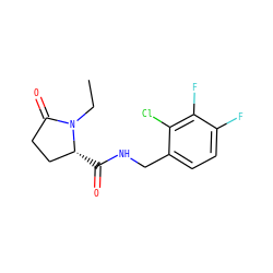 CCN1C(=O)CC[C@H]1C(=O)NCc1ccc(F)c(F)c1Cl ZINC000095565209