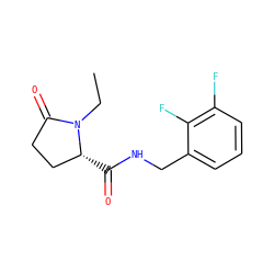 CCN1C(=O)CC[C@H]1C(=O)NCc1cccc(F)c1F ZINC000095565692