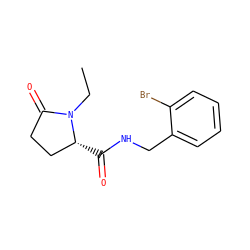 CCN1C(=O)CC[C@H]1C(=O)NCc1ccccc1Br ZINC000095565546