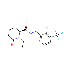 CCN1C(=O)CCC[C@H]1C(=O)NCc1cccc(C(F)(F)F)c1Cl ZINC000043199833