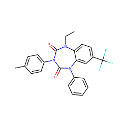 CCN1C(=O)N(c2ccc(C)cc2)C(=O)N(c2ccccc2)c2cc(C(F)(F)F)ccc21 ZINC000096928725