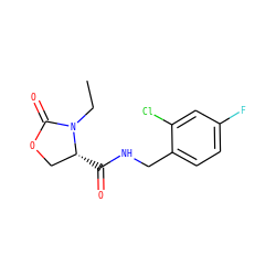 CCN1C(=O)OC[C@H]1C(=O)NCc1ccc(F)cc1Cl ZINC000043199811