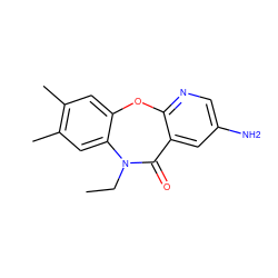 CCN1C(=O)c2cc(N)cnc2Oc2cc(C)c(C)cc21 ZINC000006385202