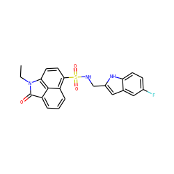 CCN1C(=O)c2cccc3c(S(=O)(=O)NCc4cc5cc(F)ccc5[nH]4)ccc1c23 ZINC000169306586