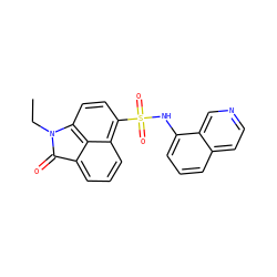 CCN1C(=O)c2cccc3c(S(=O)(=O)Nc4cccc5ccncc45)ccc1c23 ZINC000169306593