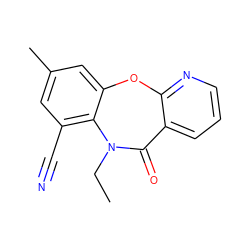 CCN1C(=O)c2cccnc2Oc2cc(C)cc(C#N)c21 ZINC000006385115