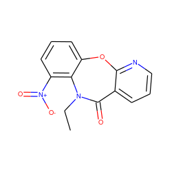 CCN1C(=O)c2cccnc2Oc2cccc([N+](=O)[O-])c21 ZINC000006385155