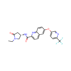 CCN1C[C@@H](NC(=O)c2ccc3cc(Oc4ccc(C(F)(F)F)nc4)ccc3n2)CC1=O ZINC001772621784