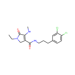 CCN1CC(C(=O)NCCCc2ccc(Cl)c(Cl)c2)=C(NC)C1=O ZINC000142027223