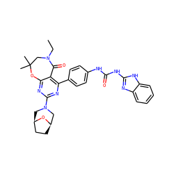 CCN1CC(C)(C)Oc2nc(N3C[C@@H]4CC[C@H](C3)O4)nc(-c3ccc(NC(=O)Nc4nc5ccccc5[nH]4)cc3)c2C1=O ZINC001772589928