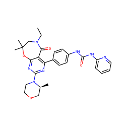 CCN1CC(C)(C)Oc2nc(N3CCOC[C@@H]3C)nc(-c3ccc(NC(=O)Nc4ccccn4)cc3)c2C1=O ZINC000205317784