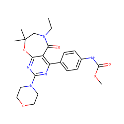 CCN1CC(C)(C)Oc2nc(N3CCOCC3)nc(-c3ccc(NC(=O)OC)cc3)c2C1=O ZINC000142195215