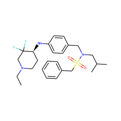 CCN1CC[C@H](Nc2ccc(CN(CC(C)C)S(=O)(=O)Cc3ccccc3)cc2)C(F)(F)C1 ZINC000224309344