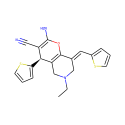 CCN1CC2=C(OC(N)=C(C#N)[C@@H]2c2cccs2)/C(=C/c2cccs2)C1 ZINC000019526845
