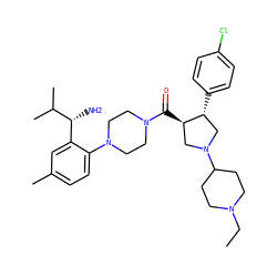 CCN1CCC(N2C[C@@H](C(=O)N3CCN(c4ccc(C)cc4[C@@H](N)C(C)C)CC3)[C@H](c3ccc(Cl)cc3)C2)CC1 ZINC000028824140