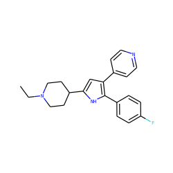 CCN1CCC(c2cc(-c3ccncc3)c(-c3ccc(F)cc3)[nH]2)CC1 ZINC000028474813