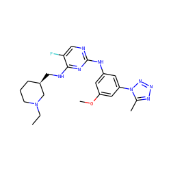 CCN1CCC[C@@H](CNc2nc(Nc3cc(OC)cc(-n4nnnc4C)c3)ncc2F)C1 ZINC000473135919
