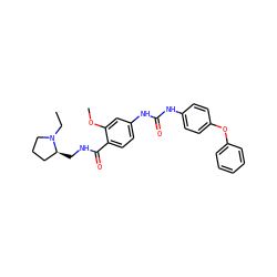 CCN1CCC[C@@H]1CNC(=O)c1ccc(NC(=O)Nc2ccc(Oc3ccccc3)cc2)cc1OC ZINC000028365757