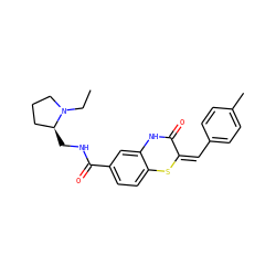 CCN1CCC[C@@H]1CNC(=O)c1ccc2c(c1)NC(=O)/C(=C\c1ccc(C)cc1)S2 ZINC000004952575