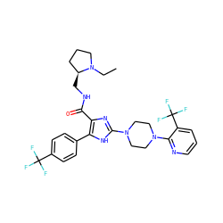 CCN1CCC[C@@H]1CNC(=O)c1nc(N2CCN(c3ncccc3C(F)(F)F)CC2)[nH]c1-c1ccc(C(F)(F)F)cc1 ZINC000028953868