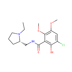 CCN1CCC[C@H]1CNC(=O)c1c(O)c(Cl)cc(OC)c1OC ZINC000034343065