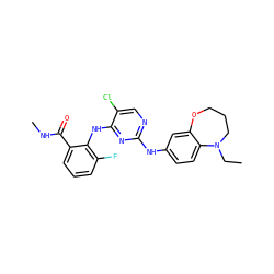 CCN1CCCOc2cc(Nc3ncc(Cl)c(Nc4c(F)cccc4C(=O)NC)n3)ccc21 ZINC000066251934