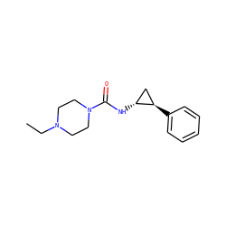 CCN1CCN(C(=O)N[C@@H]2C[C@H]2c2ccccc2)CC1 ZINC000036188138
