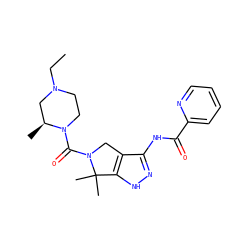 CCN1CCN(C(=O)N2Cc3c(NC(=O)c4ccccn4)n[nH]c3C2(C)C)[C@@H](C)C1 ZINC000149163883