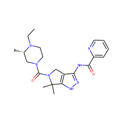 CCN1CCN(C(=O)N2Cc3c(NC(=O)c4ccccn4)n[nH]c3C2(C)C)C[C@@H]1C ZINC000114179807