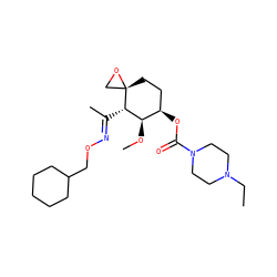 CCN1CCN(C(=O)O[C@@H]2CC[C@]3(CO3)[C@@H](/C(C)=N/OCC3CCCCC3)[C@@H]2OC)CC1 ZINC000028008841