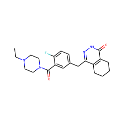 CCN1CCN(C(=O)c2cc(Cc3n[nH]c(=O)c4c3CCCC4)ccc2F)CC1 ZINC000149180464