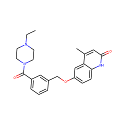 CCN1CCN(C(=O)c2cccc(COc3ccc4[nH]c(=O)cc(C)c4c3)c2)CC1 ZINC000045336610