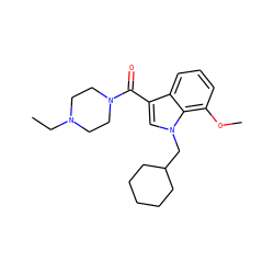 CCN1CCN(C(=O)c2cn(CC3CCCCC3)c3c(OC)cccc23)CC1 ZINC000058506550