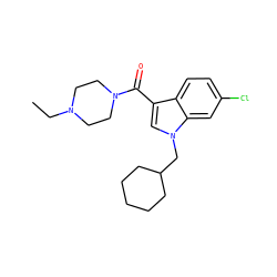 CCN1CCN(C(=O)c2cn(CC3CCCCC3)c3cc(Cl)ccc23)CC1 ZINC000204953822