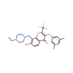 CCN1CCN(Cc2c(O)ccc3c(=O)c(Oc4cc(C)cc(C)c4)c(C(F)(F)F)oc23)CC1 ZINC000019791760