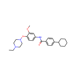 CCN1CCN(Oc2ccc(NC(=O)c3ccc(C4CCCCC4)cc3)cc2OC)CC1 ZINC000040567158