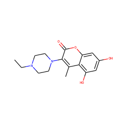 CCN1CCN(c2c(C)c3c(O)cc(O)cc3oc2=O)CC1 ZINC000045371024