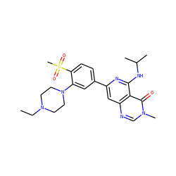CCN1CCN(c2cc(-c3cc4ncn(C)c(=O)c4c(NC(C)C)n3)ccc2S(C)(=O)=O)CC1 ZINC000115625199