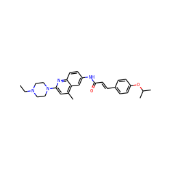 CCN1CCN(c2cc(C)c3cc(NC(=O)/C=C/c4ccc(OC(C)C)cc4)ccc3n2)CC1 ZINC000013671925