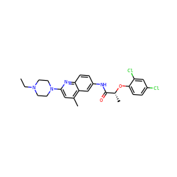 CCN1CCN(c2cc(C)c3cc(NC(=O)[C@@H](C)Oc4ccc(Cl)cc4Cl)ccc3n2)CC1 ZINC000013581280
