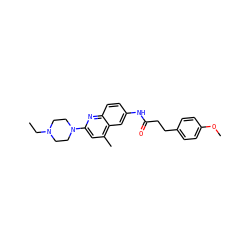 CCN1CCN(c2cc(C)c3cc(NC(=O)CCc4ccc(OC)cc4)ccc3n2)CC1 ZINC000020108653