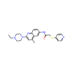 CCN1CCN(c2cc(C)c3cc(NC(=O)CSc4ccncc4)ccc3n2)CC1 ZINC000020108666