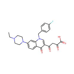CCN1CCN(c2ccc3c(=O)c(C(=O)CC(=O)C(=O)O)cn(Cc4ccc(F)cc4)c3c2)CC1 ZINC000169312562