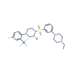 CCN1CCN(c2cccc(S(=O)(=O)N3CCN(c4ccc(F)cc4C(F)(F)F)C[C@H]3C)c2)CC1 ZINC000040420547