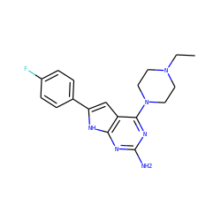 CCN1CCN(c2nc(N)nc3[nH]c(-c4ccc(F)cc4)cc23)CC1 ZINC000095597955