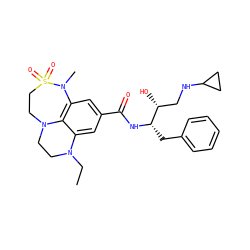 CCN1CCN2CCS(=O)(=O)N(C)c3cc(C(=O)N[C@@H](Cc4ccccc4)[C@H](O)CNC4CC4)cc1c32 ZINC000473244992