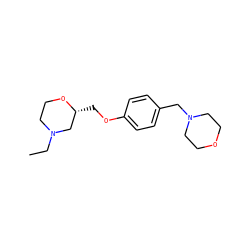 CCN1CCO[C@H](COc2ccc(CN3CCOCC3)cc2)C1 ZINC000040974423